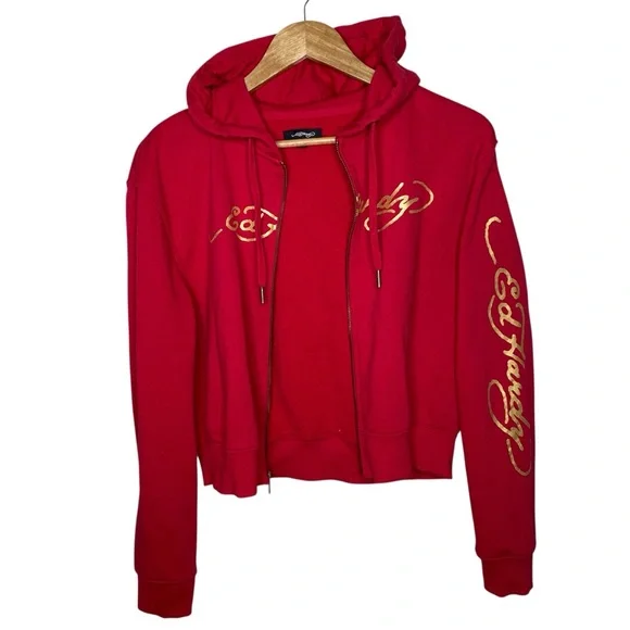 Ed Hardy Red Dragon Tattoo Graphic Zip Up Hoodie Y2K Medium - Picture 7 of 12